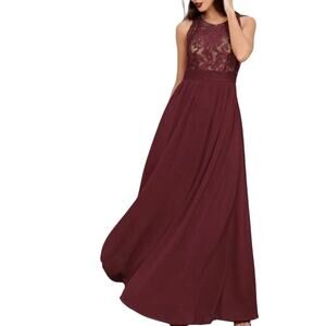Lulus Forever and Always Burgundy Lace Maxi Dress Medium NEW